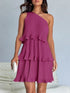 'Hesper' Layered Single Shoulder Mini Dress - Celes Fashion